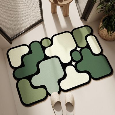 ALISSE Bath Mat Rug Geometric Patterns Bathroom Rug Rubber Non Slip Absorbent Quick Dry Bath Rugs-Easy Care Bathmat for Bathtub Shower Room Sink Floor Mat (Color : B, Size : 15x23in)