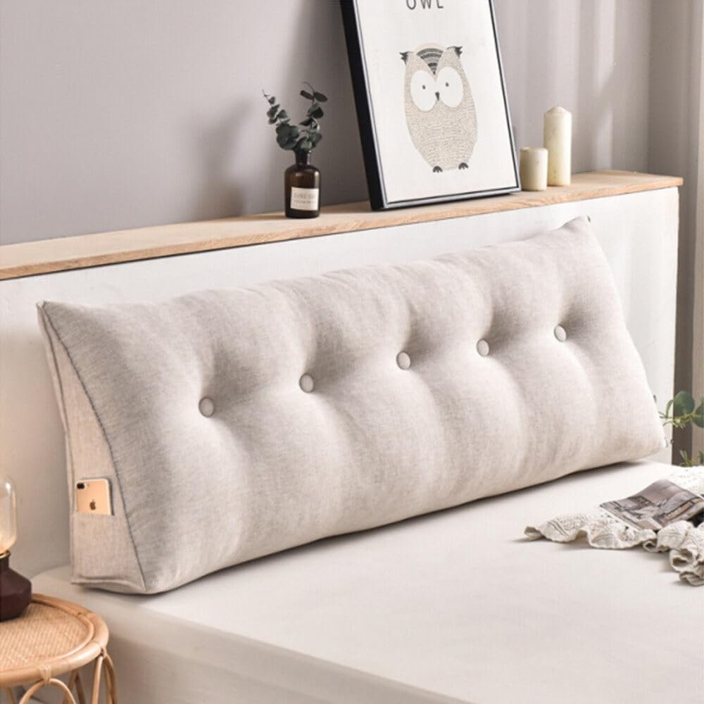 Gujuja Soft Headboard Bolster Pillow Triangular Filler Long Reading Pillow Large Daybed Pillow Comfort Rest Waist Pillow,Full Size,Suitable for Bedrooms,Living Rooms,Sofas,59 * 19.68 * 7.87 Inches