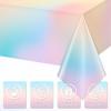 6 Pcs Pastel Tablecloths,Plastic Rainbow Tablecloth Disposable Rectangle Pastel Rainbow Table Covers for Baby Shower, Wedding, Birthday Party, Girls and Princess Party Decorations, 54 x 108 Inch view 3