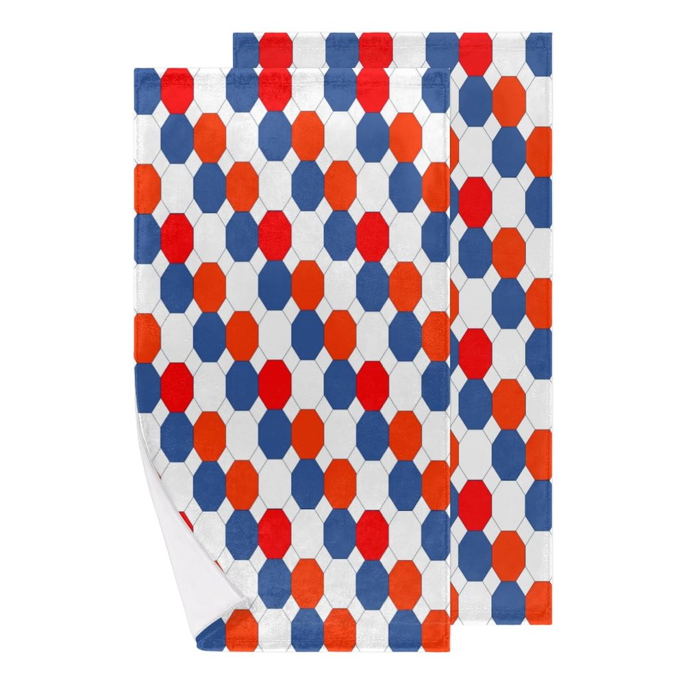bisibuy 4th of July Geometric Bathroom Hand Towels Decorative Set of 2 Kitchen Towels Lightweight Absorbent July 4th Hand Towels for Bathroom Hand Kitchen Home Decor Gifts