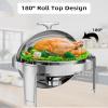 Garvee 6 QT Roll Top Chafing Dish Buffet Set, [Full Size Pan] [Stainless Steel] Round Chafing Dish Buffet Set, Roll Top Buffet Server for Parties Buffet Weddings [Each Serves at Least 5 People] view 2