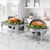 Garvee 6 QT Roll Top Chafing Dish Buffet Set, [Full Size Pan] [Stainless Steel] Round Chafing Dish Buffet Set, Roll Top Buffet Server for Parties Buffet Weddings [Each Serves at Least 5 People] view 4