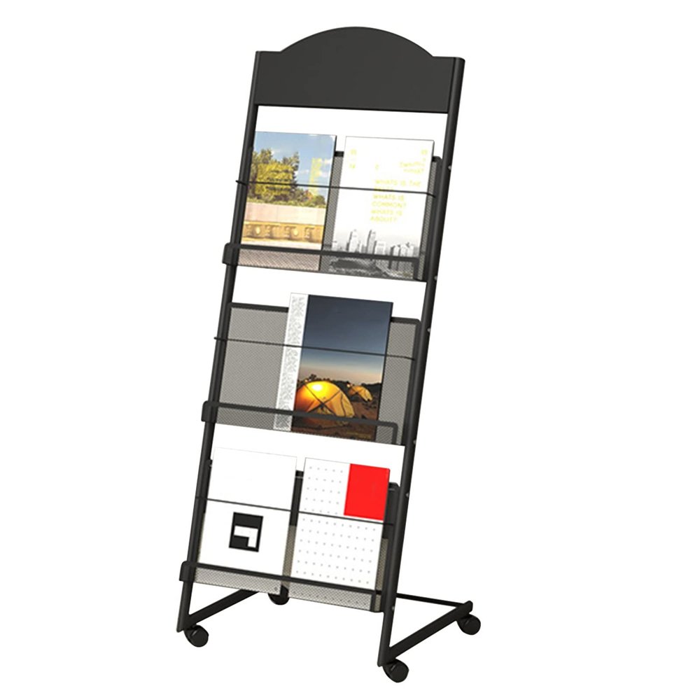 JacCos L-Shaped Floor-Standing Magazine Rack, Easy to Install, Suitable for Storing Documents, Magazines, Brochures, Etc.