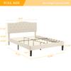 VECELO Full Size Platform Bed Frame with Fabric Upholstered Headboard and Wooden Slats Support, No Box Spring Needed/Easy Assembly,Beige view 2