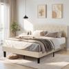 VECELO Full Size Platform Bed Frame with Fabric Upholstered Headboard and Wooden Slats Support, No Box Spring Needed/Easy Assembly,Beige view 3