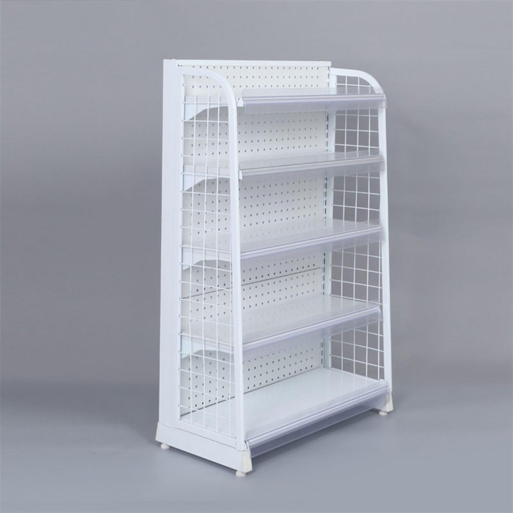 White Supermarket Snack Rack, Department Stores/Pharmacy/Counter/ Retail Display Shelf/Fruit Vegetable Organizer, Space Save Convenience Stores Dry Goods Spice Candy Organizer, Steel Frame ( Size : Hx