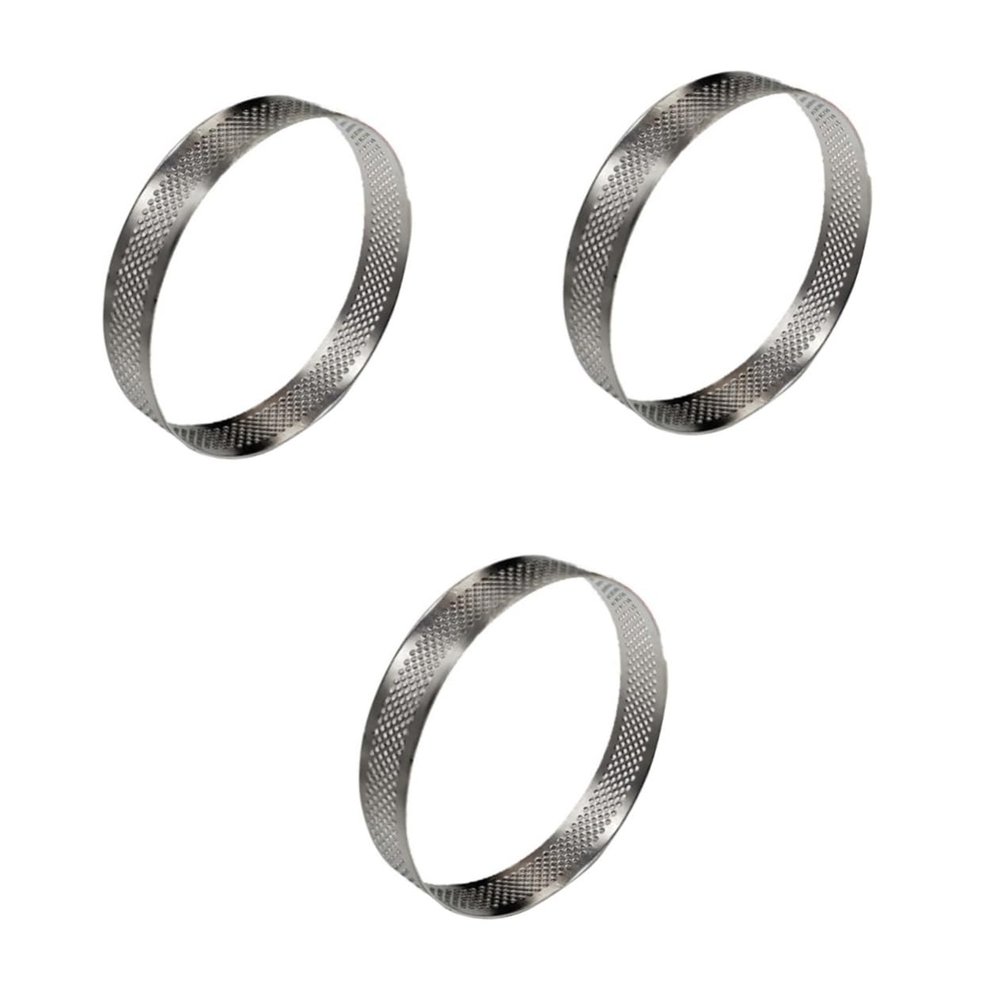 Cabilock 3pcs Stainless Steel Baking Mold Tart Ring Mousse Mold Non-stick Coating for Cheese Cakes