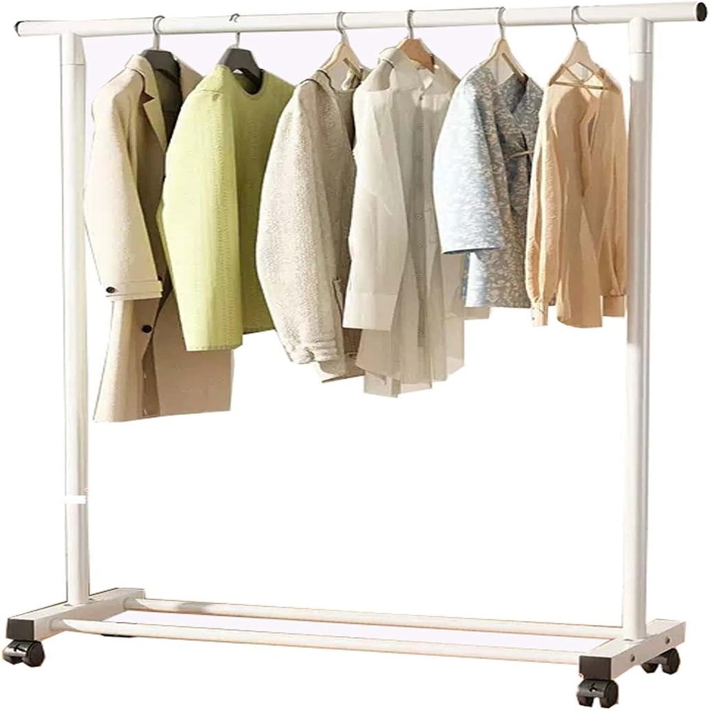 Clothing Garment Rack with Wheels 39x16x55 inch, Metal Clothes Stand Rack with Shelve, Heavy Duty Rolling Garment Rack, Single Rod Coat Rack, Hanging Clothes Rail for Bedroom