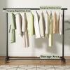 Clothing Garment Rack with Wheels 39x16x55 inch, Metal Clothes Stand Rack with Shelve, Heavy Duty Rolling Garment Rack, Single Rod Coat Rack, Hanging Clothes Rail for Bedroom view 3