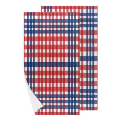 bisibuy 4th of July Pattern Bathroom Hand Towels Decorative Set of 2 Kitchen Towels Lightweight Absorbent Gingham Hand Towels for Bathroom Hand Kitchen Home Decor Gifts