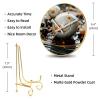 EITACHUL Marble Ball Round Printed Wall Clocks with Hooks and Gold Stand - Silent, Non Ticking - Stylish Timepieces for Any Room Dcor view 3