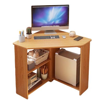 Hesitroad Corner Desk,Writing Corner Computer Desk with Drawer and Open Shelves CPU Stand,Industrial Computer Desk, Triangle Desk with Storage for Home Office, Workstation, Living Room, Bedroom Light