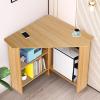 Hesitroad Corner Desk,Writing Corner Computer Desk with Drawer and Open Shelves CPU Stand,Industrial Computer Desk, Triangle Desk with Storage for Home Office, Workstation, Living Room, Bedroom Light view 4