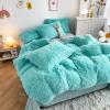 chovy Kids Girls Faux Fur Sky Blue Comforter Sets Twin/Full - 3PC Bed Set Skin Friendly Soft Warm Comfortable Classical Rabbit Plush Velvet Flannel Fluffy Fuzzy BeddingComforter x 1 Pillowcases x 2 view 2