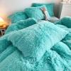 chovy Kids Girls Faux Fur Sky Blue Comforter Sets Twin/Full - 3PC Bed Set Skin Friendly Soft Warm Comfortable Classical Rabbit Plush Velvet Flannel Fluffy Fuzzy BeddingComforter x 1 Pillowcases x 2 view 3