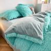 chovy Kids Girls Faux Fur Sky Blue Comforter Sets Twin/Full - 3PC Bed Set Skin Friendly Soft Warm Comfortable Classical Rabbit Plush Velvet Flannel Fluffy Fuzzy BeddingComforter x 1 Pillowcases x 2 view 4