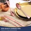 EUIRIO 77 Pieces Rose Gol Silverware Set for 12 with Serving Utensils,Modern Floral Laser Pattern Flatware Cutlery Sets, Forks Spoons and Knives Set, Food-Grade Cutlery Set for Home,Disherwasher Safe view 3