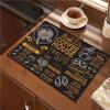 1.5x2.5 Rug, Modern Coffee House Area Rugs Washable Rug, Non Slip Waterproof Area Rug, Stain Resistant PU Leather Rugs for Living Room (Black/Orange) view 2