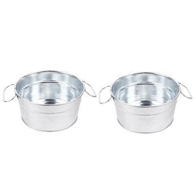 Cabilock 2pcs Metal Bucket for Food Snacks Storage Fries Chicken Ice Red Serving Container Double Handles Easy to Use Kitchen