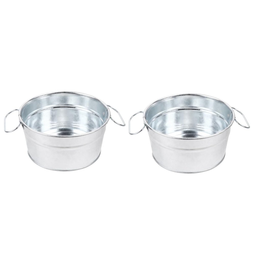 Cabilock 2pcs Metal Bucket for Food Snacks Storage Fries Chicken Ice Red Serving Container Double Handles Easy to Use Kitchen