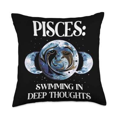 Pisces swimming in deep thoughts Throw Pillow