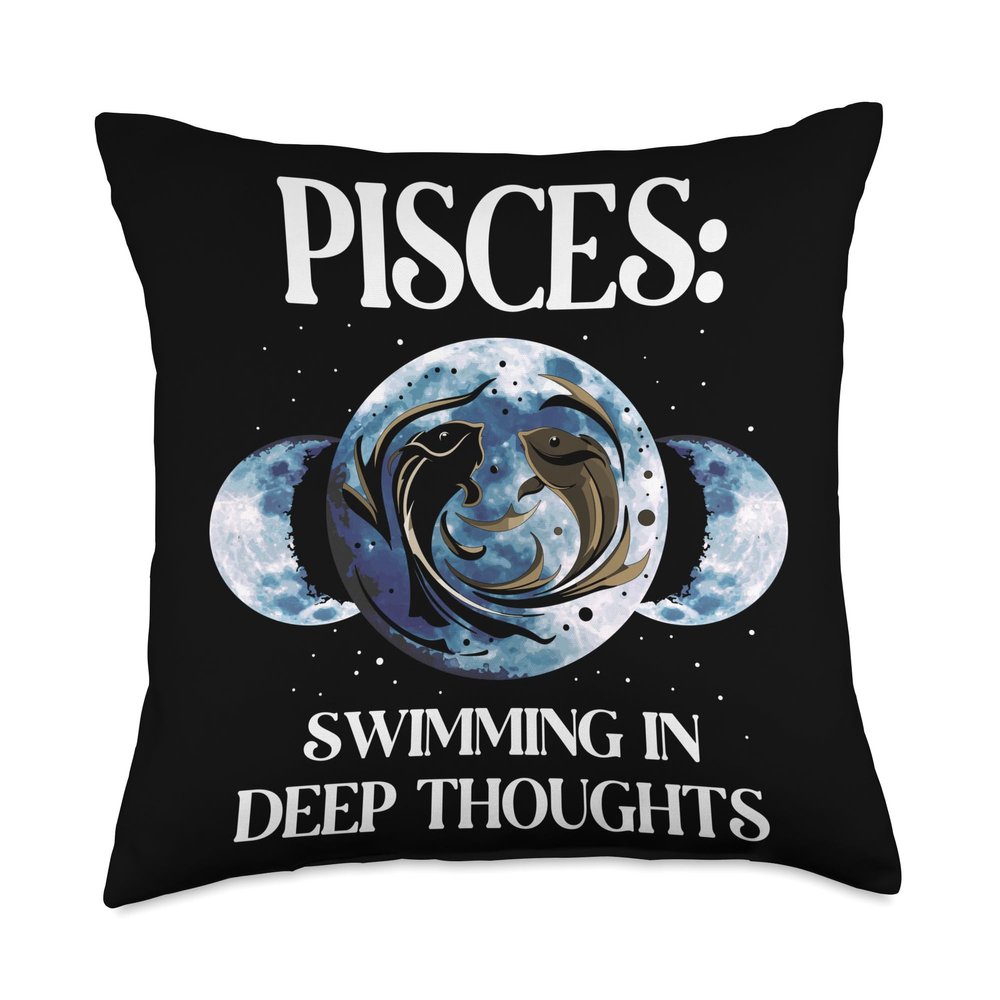 Pisces swimming in deep thoughts Throw Pillow