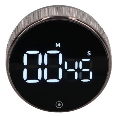 Kitchen Timer Black Rotating Cooking Timer Silent Kids Study Timer LED Visual Countdown Timer for Cooking Baking Study Sport