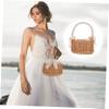 MAGICLULU 2pcs Rattan Woven Handheld Flower Basket Decorative Storage for Fresh Flowers Rustic Home Decor for Weddings and Photo Props Design Khaki view 3