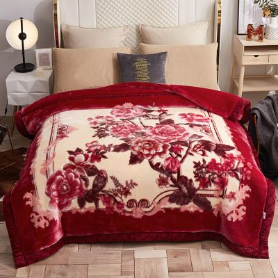 Wemune Heavy Fleece Blanket Korean Mink Blanket, 2 Ply Reverisible Super Soft Blanket Faux Korean Mink Blanket Throw Warm Blanket,F,180x220cm