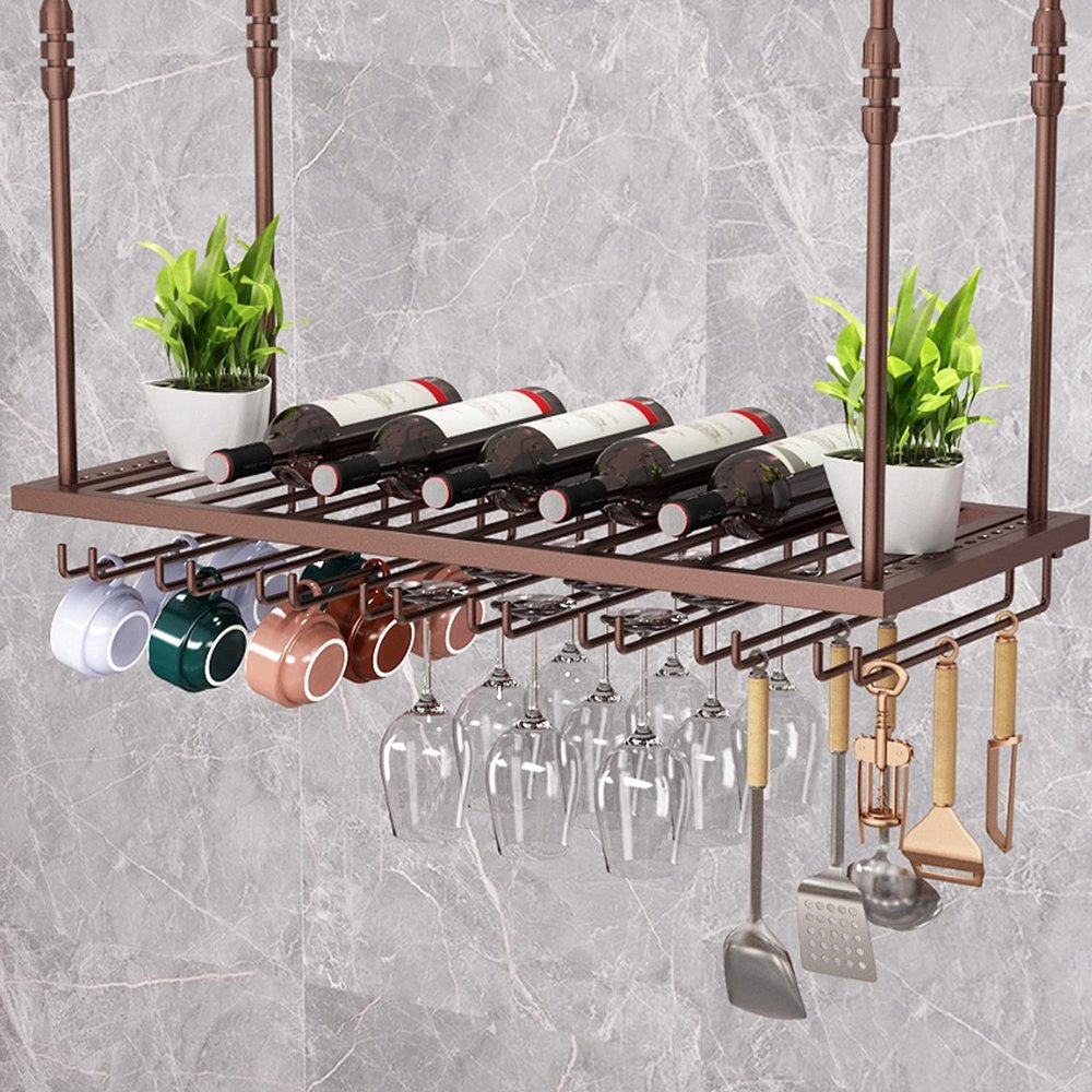 Wine Rack Shelf Champagne Glass Rack Bar Wine Rack, Hanging Wine Glass Holder, Upside Down Goblet Wine Storage Shelf, Home Creative Wine Hanger Organizer Rack, Light Luxury Hanging Storage Holder, Hei