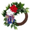 TocOLa CAREG Artificial Hydrangea Wreath American Patriotic Independence Day Wreath Compatible with Front Door Wall Window Home Decoration Durable view 1