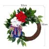 TocOLa CAREG Artificial Hydrangea Wreath American Patriotic Independence Day Wreath Compatible with Front Door Wall Window Home Decoration Durable view 2