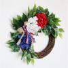 TocOLa CAREG Artificial Hydrangea Wreath American Patriotic Independence Day Wreath Compatible with Front Door Wall Window Home Decoration Durable view 3