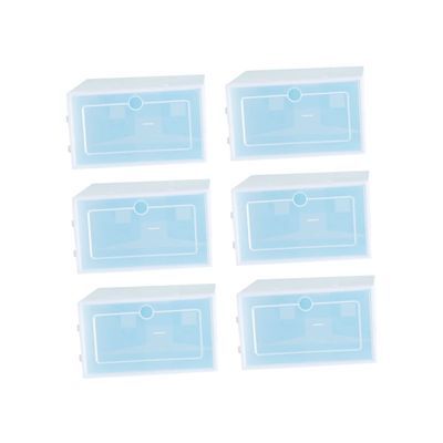 Amosfun 6pcs Stackable Shoe Storage Boxes Thicken Plastic Shoe Organizers for Closet Small Blue for Boots Heels Sneakers