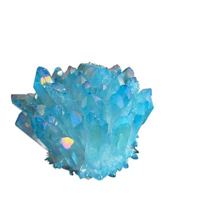 KatLin Sky Blue Aura Crystal Cluster Angel Wand Points Natural Raw Clear Quartz Rough Healing Topaz Lemurian Seed Prism Charms Ornaments (Size : 400-500g)