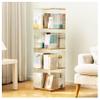 Atkits 360 Rotating Bookshelf Spinning Bookshelf Tower 360 Swivel Bamboo Bookcase Clear Acrylic Bookcase Tall Bamboo Rotating Storage Display Rack Standing Shelves,Vertical bar,4 Tier view 1