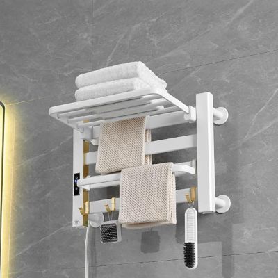 Bathroom thermostatic towel rack,Towel Warmer Wall Mounted Heated Towel Rack,Removable top storage space,With timer,With digital display,adjustable thermostat,Suitable for bathroom, kitchen ( Color :