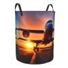 Airplane Sunset Sky Round Dirty Laundry Basket,Ideal Dirty Clothes Bag For Household Essentials Storage Needs view 2