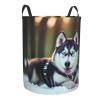 Husky Dog Round Dirty Laundry Basket,Ideal Dirty Clothes Bag For Household Essentials Storage Needs view 2