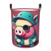 Cute Pig Round Dirty Laundry Basket,Ideal Dirty Clothes Bag For Household Essentials Storage Needs view 1