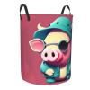 Cute Pig Round Dirty Laundry Basket,Ideal Dirty Clothes Bag For Household Essentials Storage Needs view 2