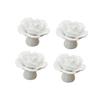 Holibanna 4 Piece White Ceramic Rose Flower Cabinet Drawer Pull Knobs view 1