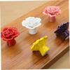 Holibanna 4 Piece White Ceramic Rose Flower Cabinet Drawer Pull Knobs view 2