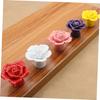 Holibanna 4 Piece White Ceramic Rose Flower Cabinet Drawer Pull Knobs view 4