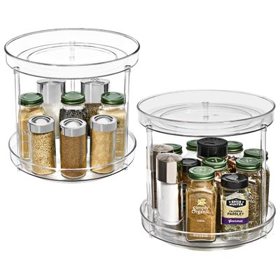 Sorbus 9 Inch 2 Tier Clear Lazy Susan Organizer, Turntable Organizer for Spice Organization for Cabinet, Lazy Susan Turntable for Kitchen, Home, Office, Closet, Laundry Room Organization (2 Pack)