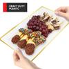 (12 Pcs) Premium White and Gold Plastic Serving Tray, Plastic Serving Platter Disposable, White Rectangle Party Trays and Platters for Fruit, Dessert, Cookies, Appetizers, Holiday Parties view 3