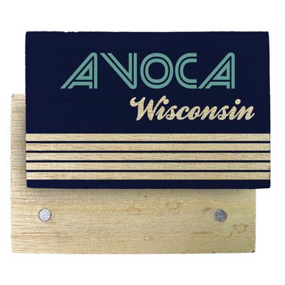 Avoca Wisconsin Souvenir Wooden 2" x 3" Fridge Magnet Retro Design 4 Pack