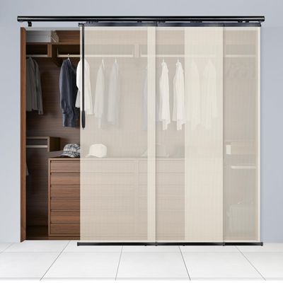 A&F Rod Dcor - Aya 3-Panel Single Rail Black Panel Track Extendable 36"-66" W x 116" H, Panel Width 23.5"
