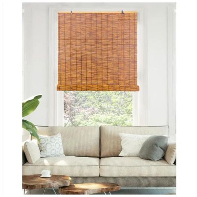 Bamboo Shades For Windows, Blackout Bamboo Blinds, Outdoor Bamboo Roller Shades For Patio Roll Up Cordless, Reed Curtain Anti-UV, For Decks, Porches, Garden, 18'' 30'' 38'' 48'' 60'' 72'' Width ( Colo