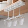 2 Pack Hanging Wine Glass Rack, Plastic Wine Glass Storage Under Cabinet, Stemware Rack Under Shelf No Drilling for Bar Kitchen (Color : White) view 4